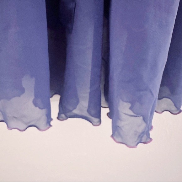 Victoria's Secret Sheer Lettuce Edge Hem Mini Slip Dress Satin Royal Purple - Picture 5 of 7